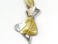 Brosa si Pandantiv din Sidef si Metal - 84 x 37 mm - (XXL)